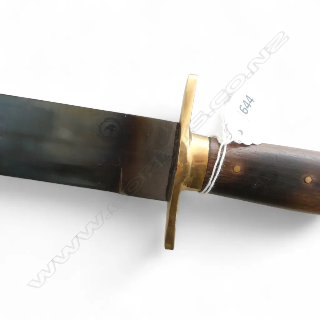 REPLICA 1849 US MOUNTED RIFLEMANS KNIFE BY KIWI BLADE KNIVES AUCKLAND, BRASS DETAILS, LEATHER SHEATH L.490mm... Image 1++