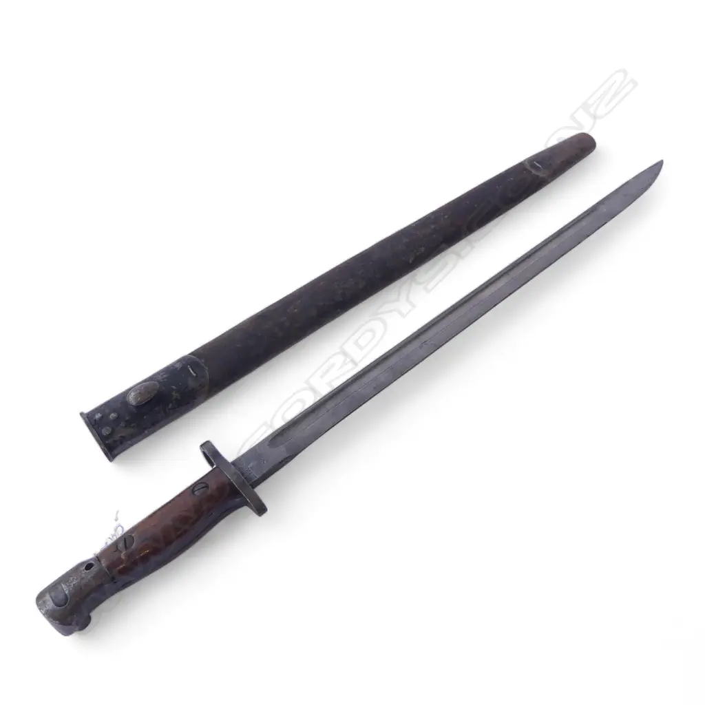 WWI SANDERSON 1907 PAT. BAYONET & LEATHER SCABBARD L.575mm Image 1++