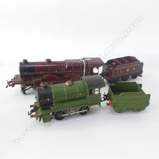 2 HORNBY CLOCKWORK TRAIN ENGINES & TENDERS NO6100 L260 & 1842 L170MM