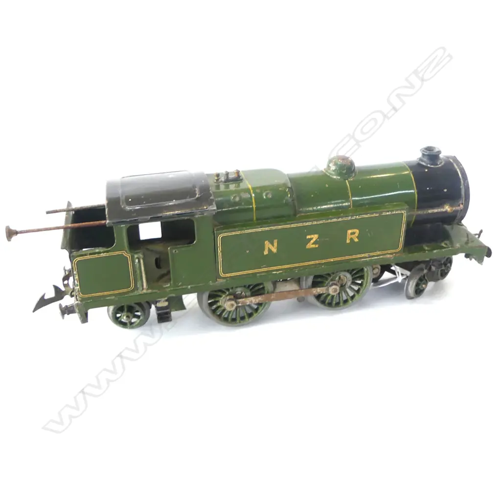 RARE c1930'S HORNBY O gauge NZR GREEN CLOCKWORK 4-4-2 TRAIN ENGINE Image 1++