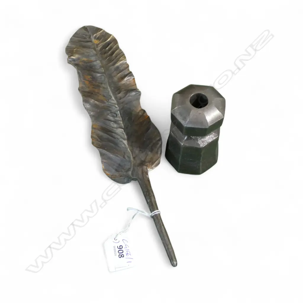 GUY GAREY, INK WELL & QUILL METAL SCUPTURE INITALLED TO BASE 'CTF 07' H.360mm Image 1++