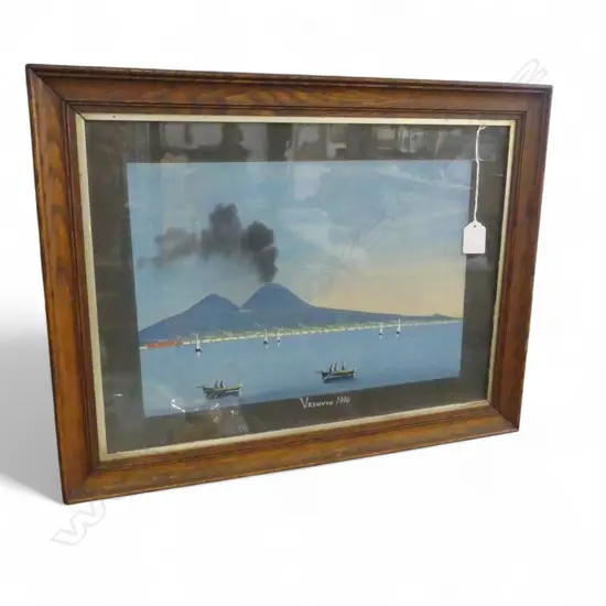 VINTAGE GOUACHE LANDSCAPE 'VESUVIO 1906' 325x445mm