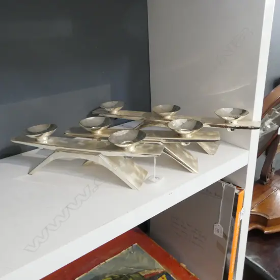 THREE WMF IKORA SILVER PLATED CANDLE HOLDERS, L.400 & 2 x 300mm