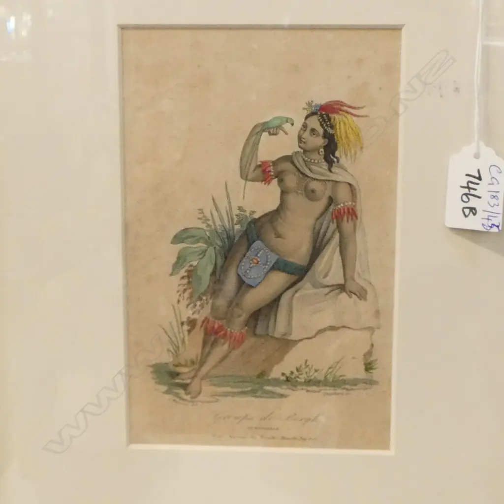 FRENCH PRINT OF AMAZONIAN WOMAN 'GROUPE DE BERGH DE MOISELLE' 180x115mm Image 1++