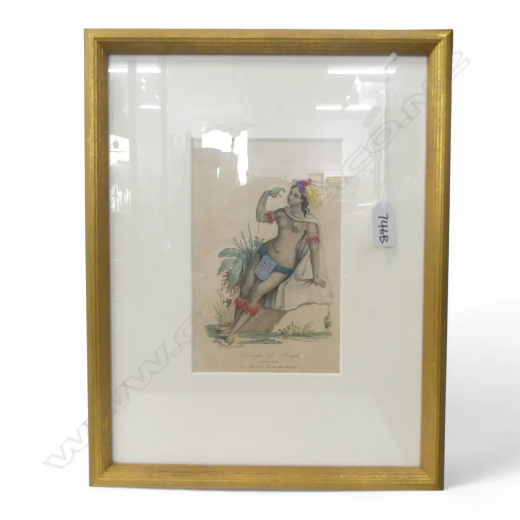 FRENCH PRINT OF AMAZONIAN WOMAN 'GROUPE DE BERGH DE MOISELLE' 180x115mm Image 1++