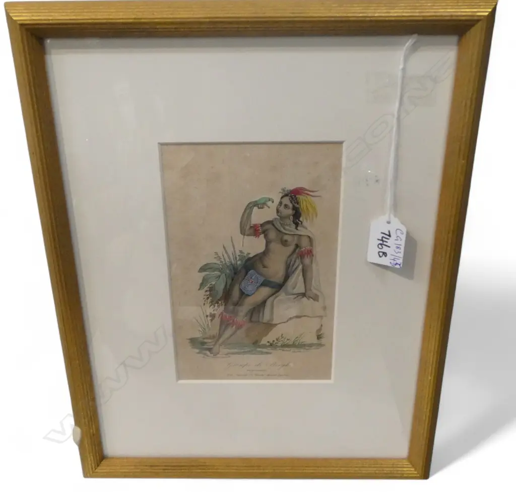 FRENCH PRINT OF AMAZONIAN WOMAN 'GROUPE DE BERGH DE MOISELLE' 180x115mm Image 1++