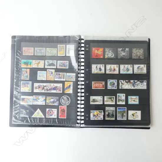WORLD STAMPS IN BLACK ALBUM; THEMATIC CYCLING THEME