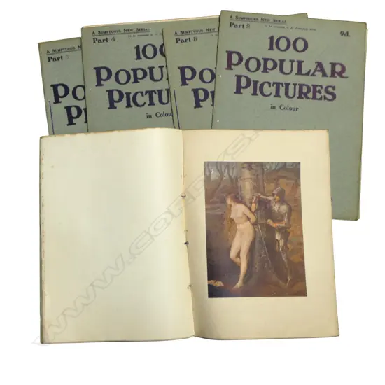 SIX ANTIQUE ‘100 POPULAR PICTURES IN COLOUR’  PARTS 1-6 FACSIMILE GALLERY REPRODUCTION PICTURES C.1910, L.388MM