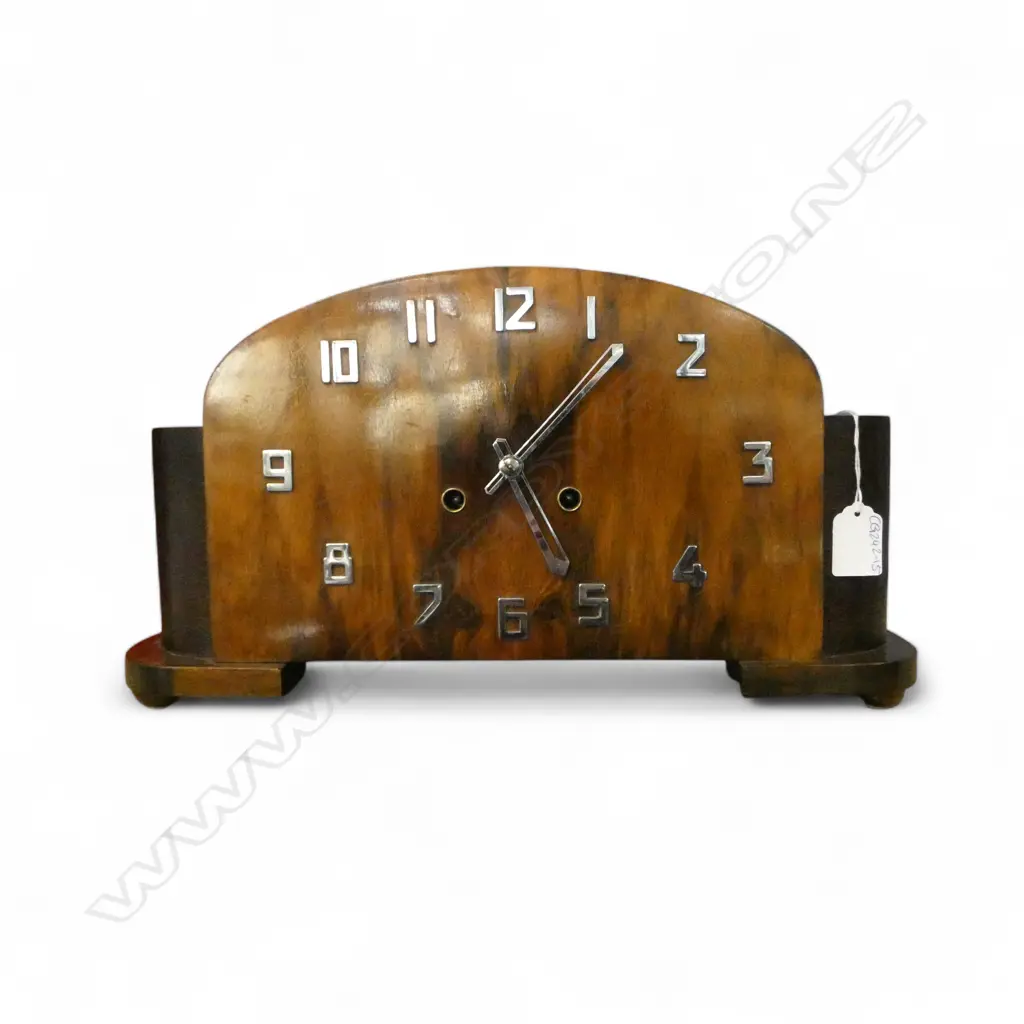 OAK MANTEL CLOCK W.420mm no key Image 1++