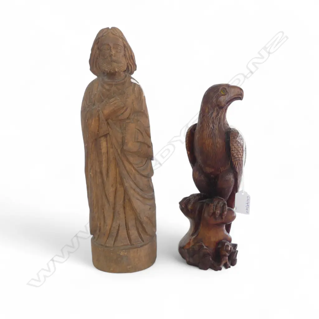 CARVED WOOD FIGURE OF JESUS H370MM & WOOD CARVED EAGLE H280MM Image 1++