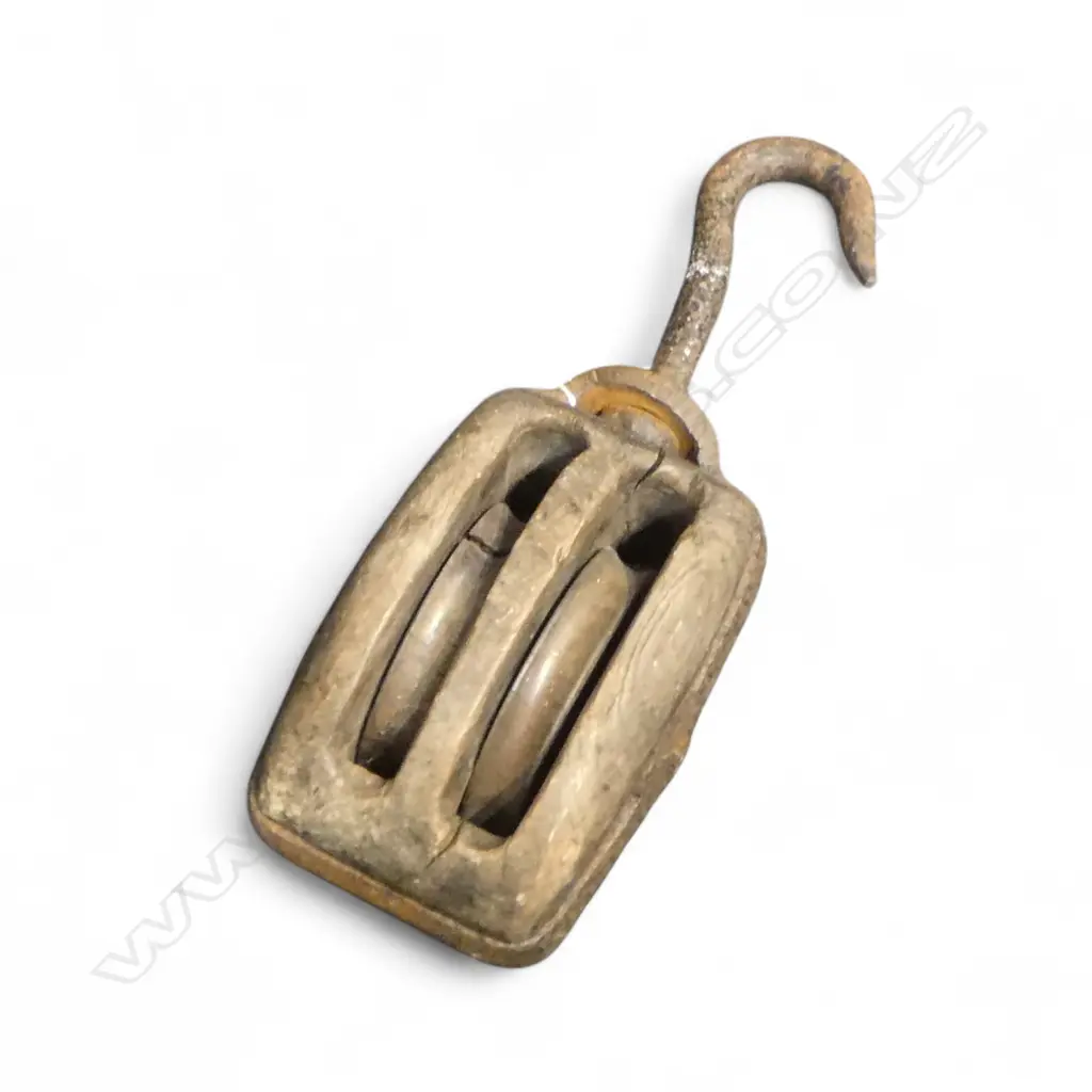 OLD SHIPS DOUBLE PULLEY BLOCK, L.380mm Image 1++