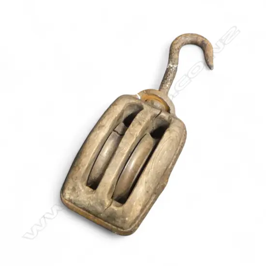 OLD SHIPS DOUBLE PULLEY BLOCK, L.380mm