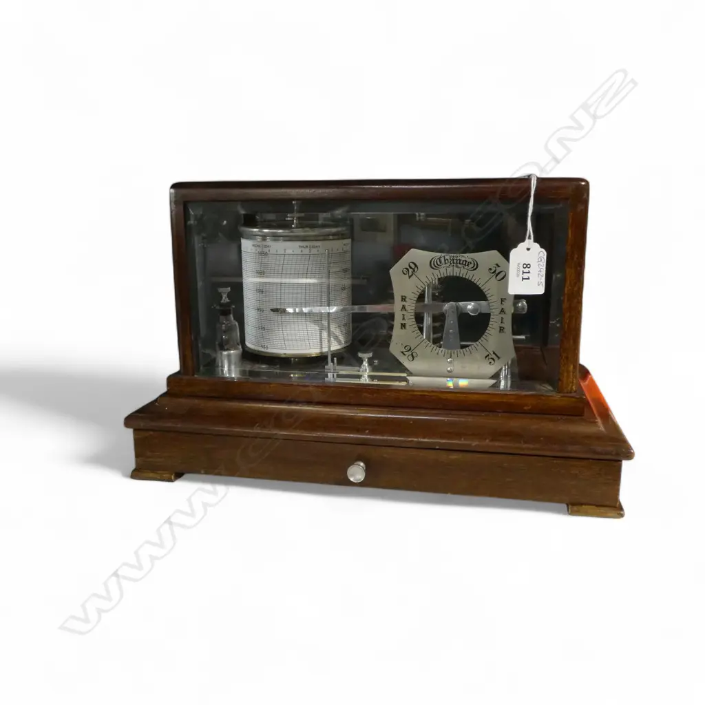 MAHOGANY CASED BAROGRAPH, LONDON GIBON HAYDEN & Co Ltd, 360x230x230mm Image 1++
