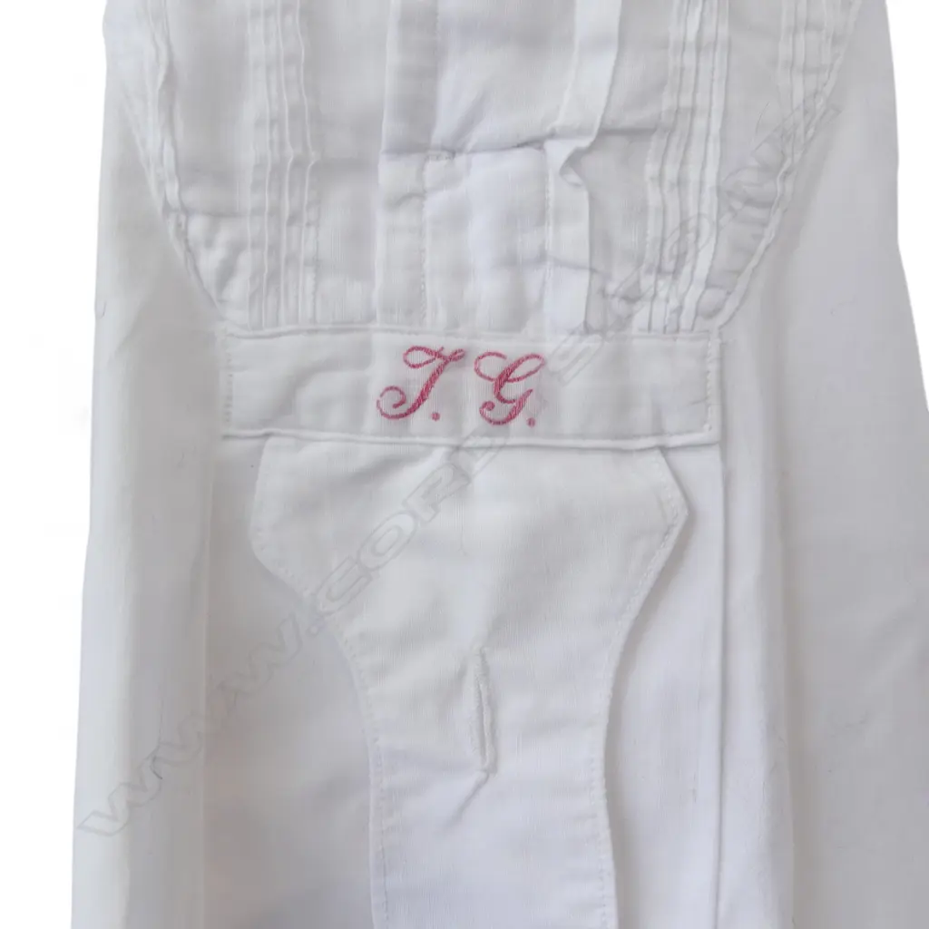 ANTIQUE FRENCH GENTS WHITE LINEN SHIRT Image 1++