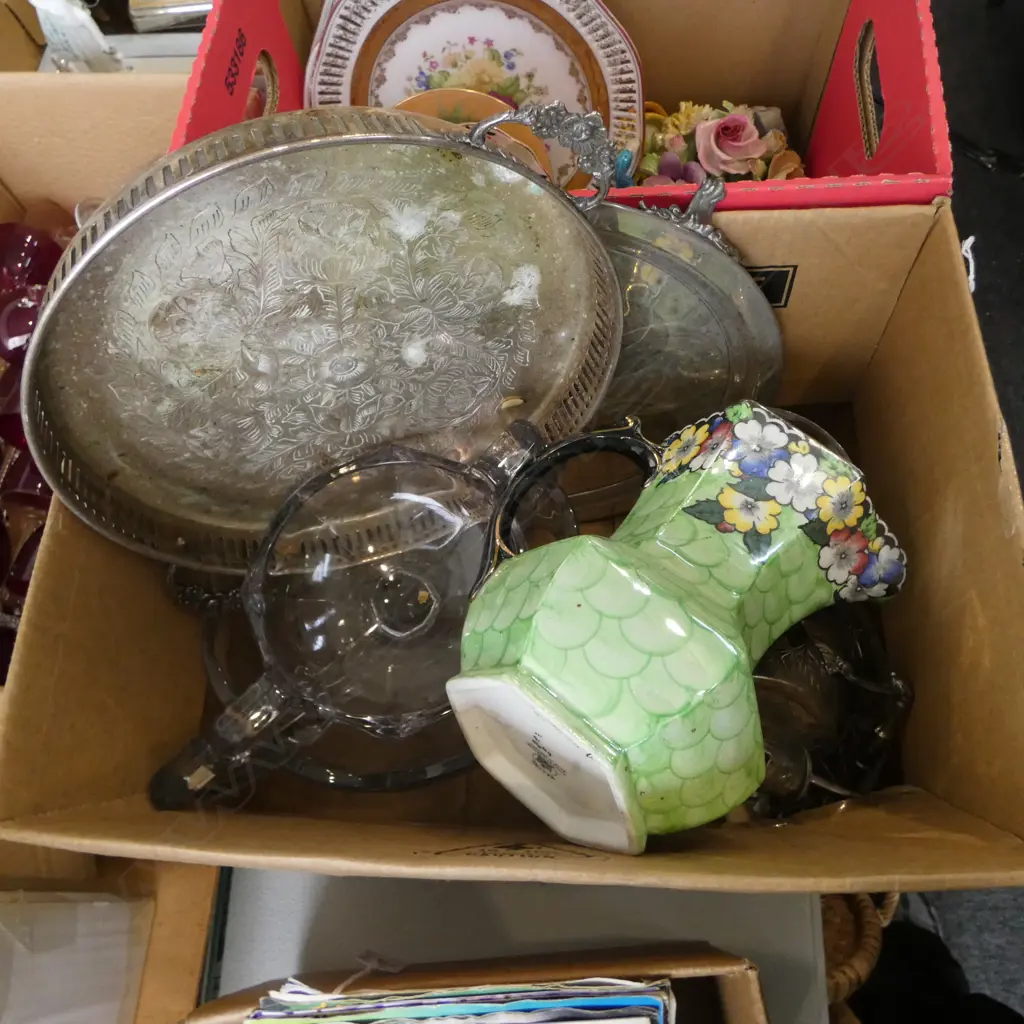 2 PRESSED GLASS COMPORTS, CRYSTAL BOWL, MALING JUG (FAULTS) & ASST. EP Image 1++