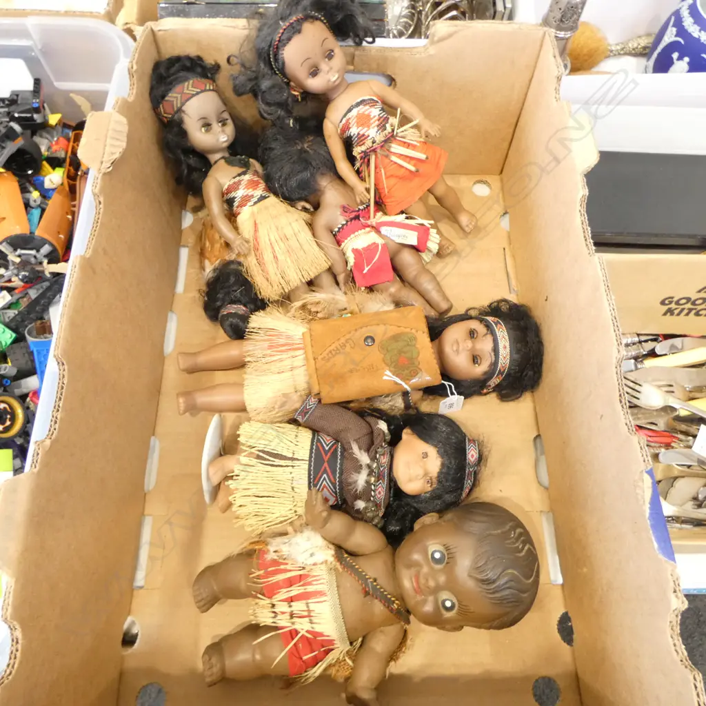 8 VINTAGE MAORI DOLLS H.340mm + LEATHER WALLET Image 1++