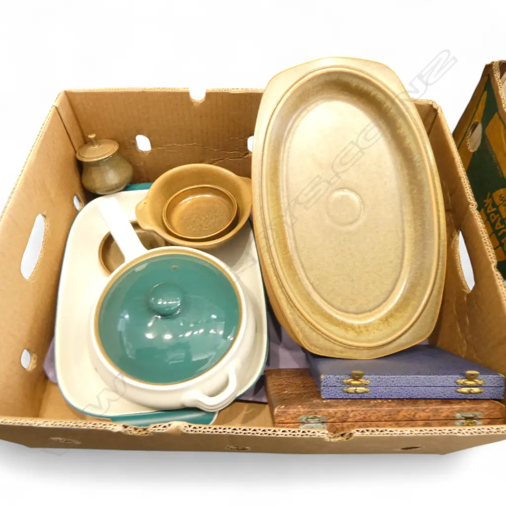 2 PCES DENBY CROCKERY, ASST. TEMUKA, 2 CASED EP SETS & SWINNEROMS SOMERSET IRONMSTONE PATE Dia.250mm Image 1++