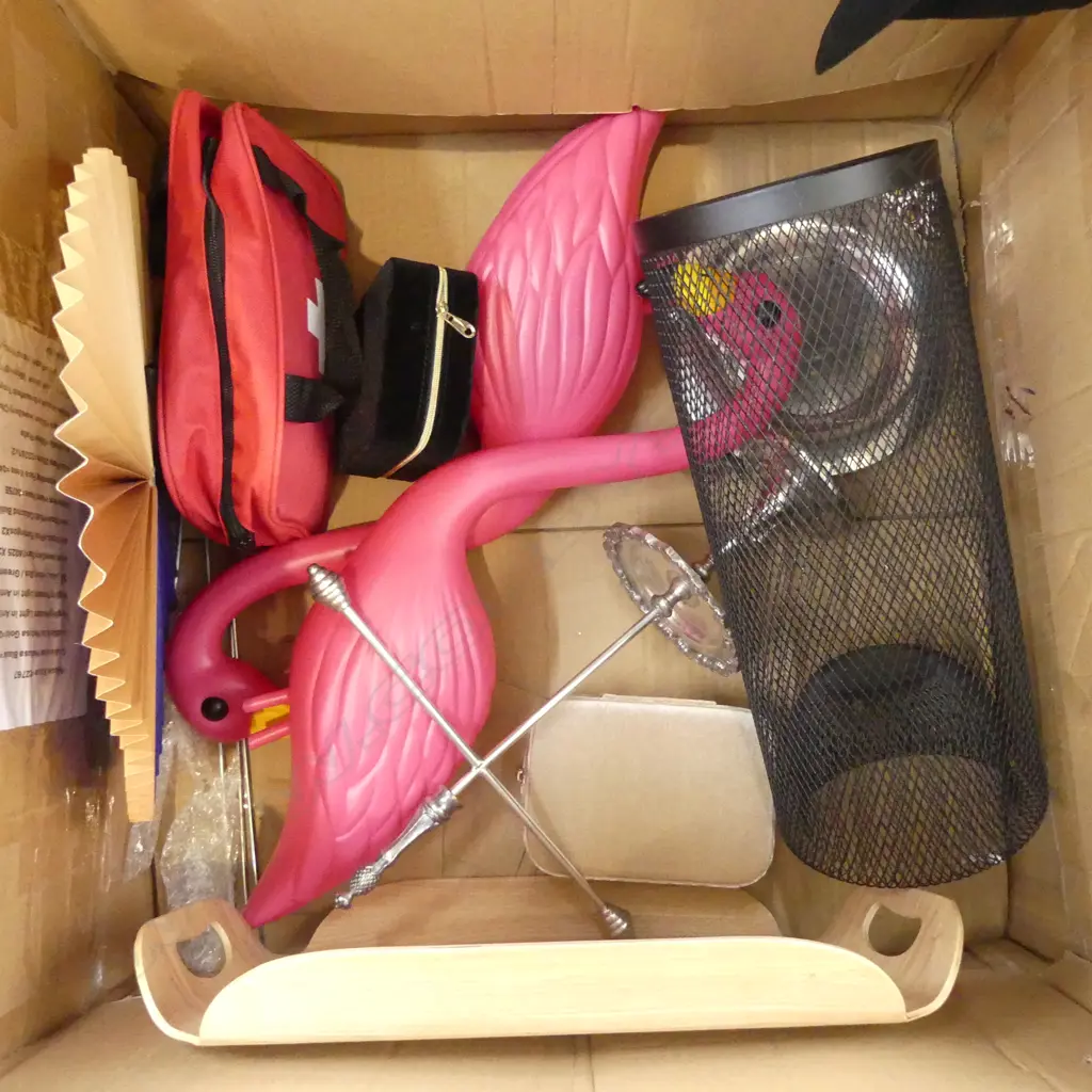 ASST. COLLECTABLES; FIRST AID KIT, FLAMINGOS, E/P, TRAY, etc Image 1++