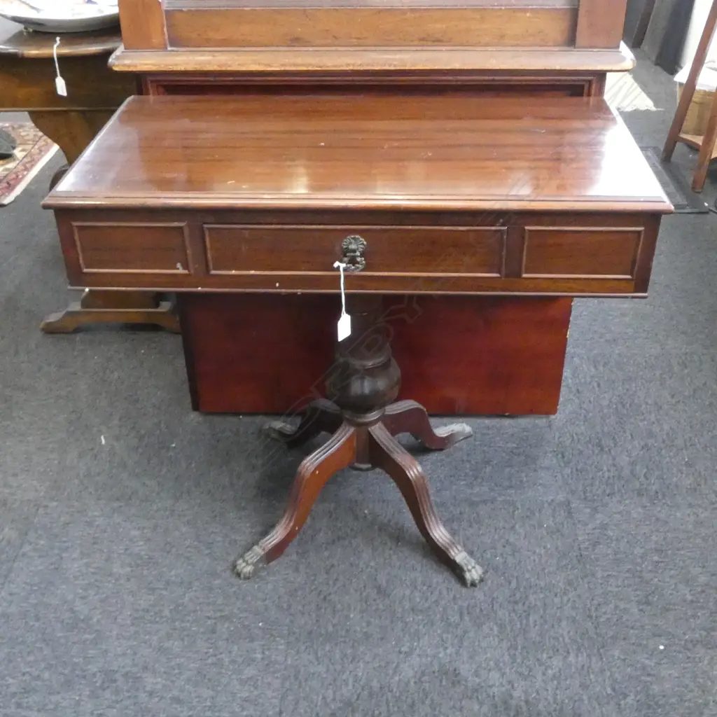 REGENCY STYLE MAHOGANY PEDESTAL HALL TABLE W.805mm Image 1++