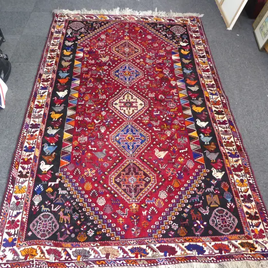 LG PERSIAN QASHQAI CARPET all wool animal & bird motifs 2800mm x 1750mm