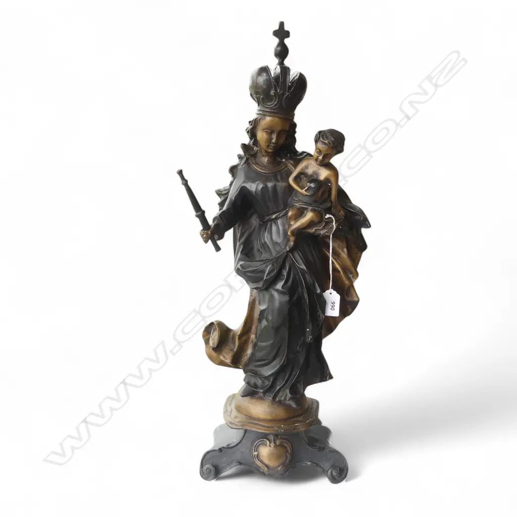 20th C. BRONZE FIGURE OF THE MADONNA AND CHILD (H) 610 MM Image 1++