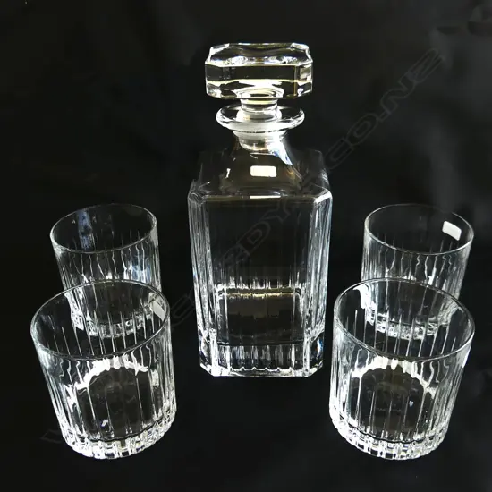 ROYAL DOULTON CRYSTAL WHISKY SET DECANTER & 6 TUMBLERS AS NEW IN BOX
