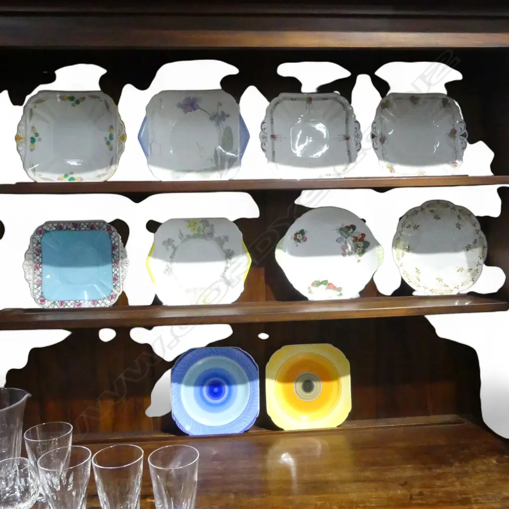 10 SHELLEY CHINA CAKE PLATES MIXED PATS Image 1++