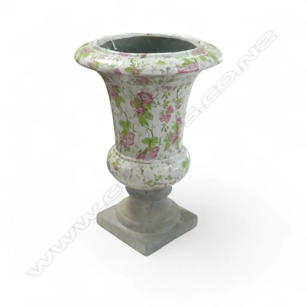 CERAMIC URN w. FLORAL DECORATION H.385mm Image 1++