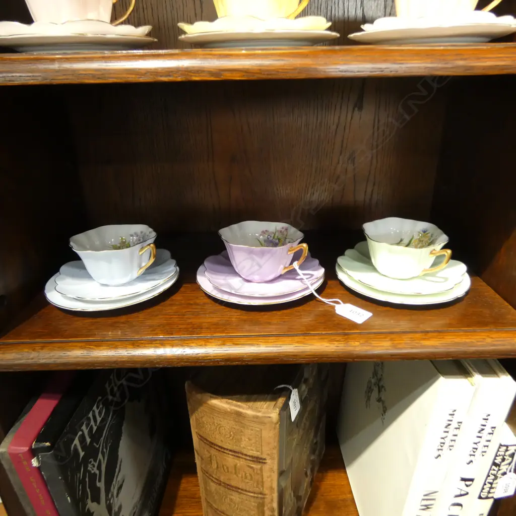 SET OF 6 SHELLEY CHINA CSPS MIXED COLOURED FLORAL PAT Image 1++