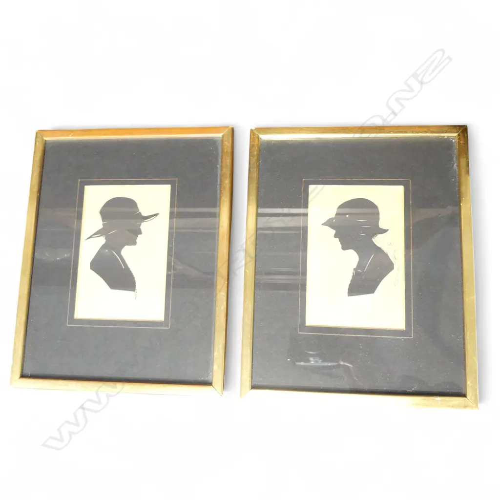 2 FRAMED SILHOUETTES, DOROTHY M. LOUIS, 140x90mm Image 1++