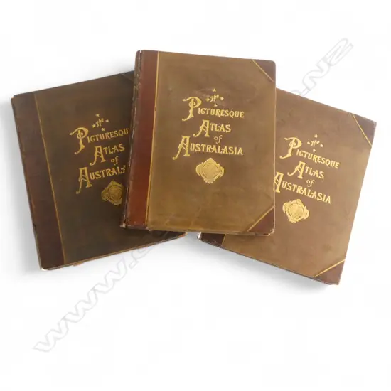 3-VOLUME SET 1888 PICTURESQUE ATLAS OF AUSTRALASIA, VOL.3  NZ, PACIFIC ISLANDS, PITCAIRN, NORFOLK, 440 x 350mm
