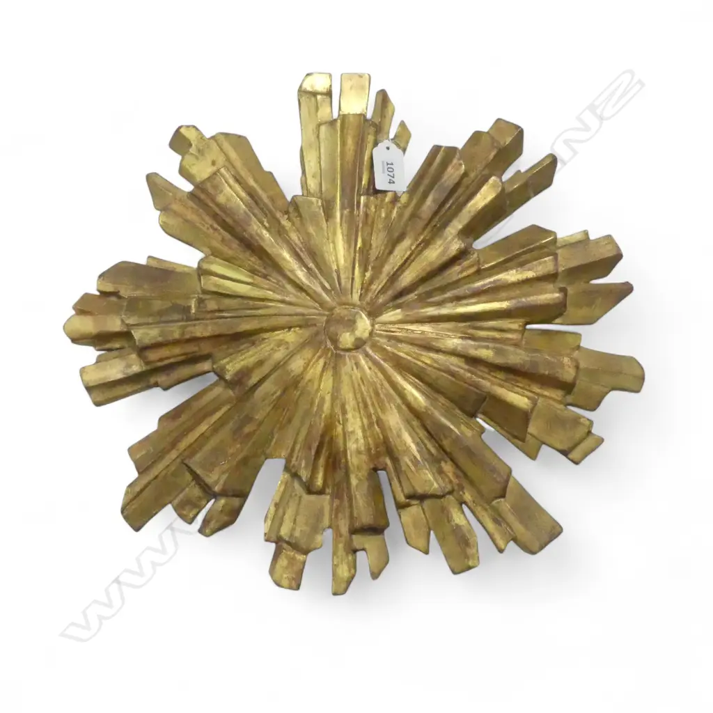 VINTAGE SPANISH GILT WOOD SUNBURST 405mm dia Image 1++