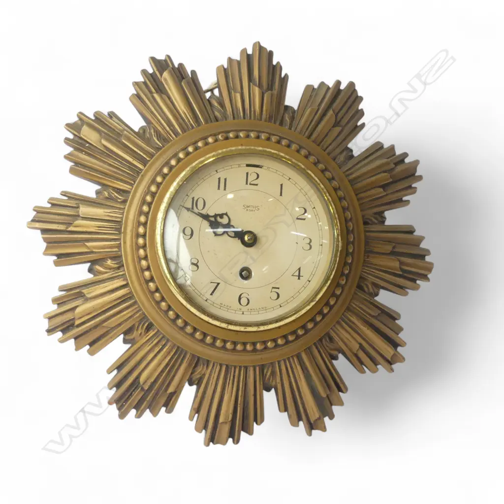 SMITHS 8 DAY STAR BURST WALL CLOCK, RUNNING w. KEY 310mm dia Image 1++
