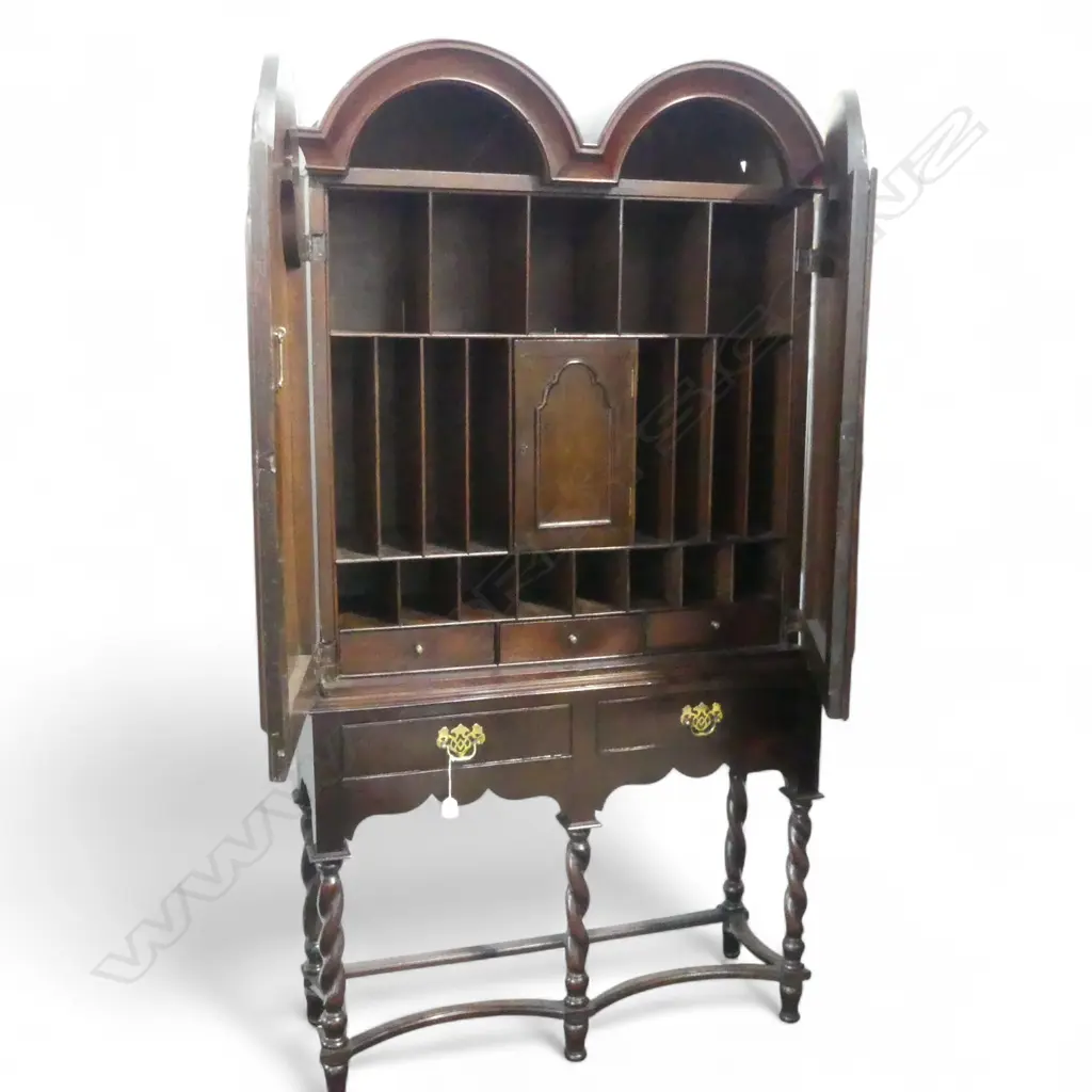 GEORGIAN AND LATER DOUBLE DOME CABINET ON STAND - 1015 x 340 x 1880mm Image 1++