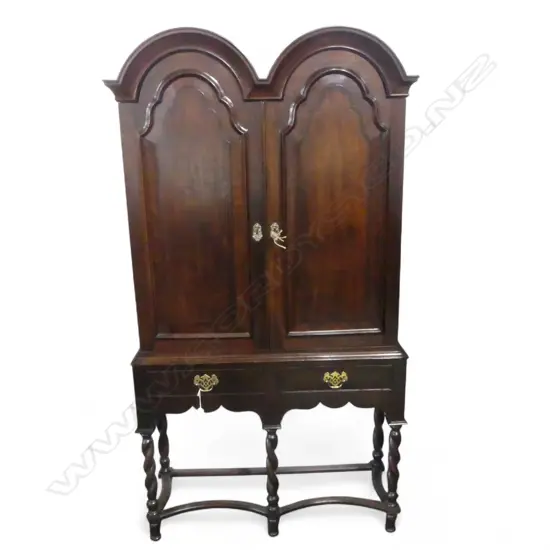 GEORGIAN AND LATER DOUBLE DOME CABINET ON STAND - 1015 x 340 x 1880mm