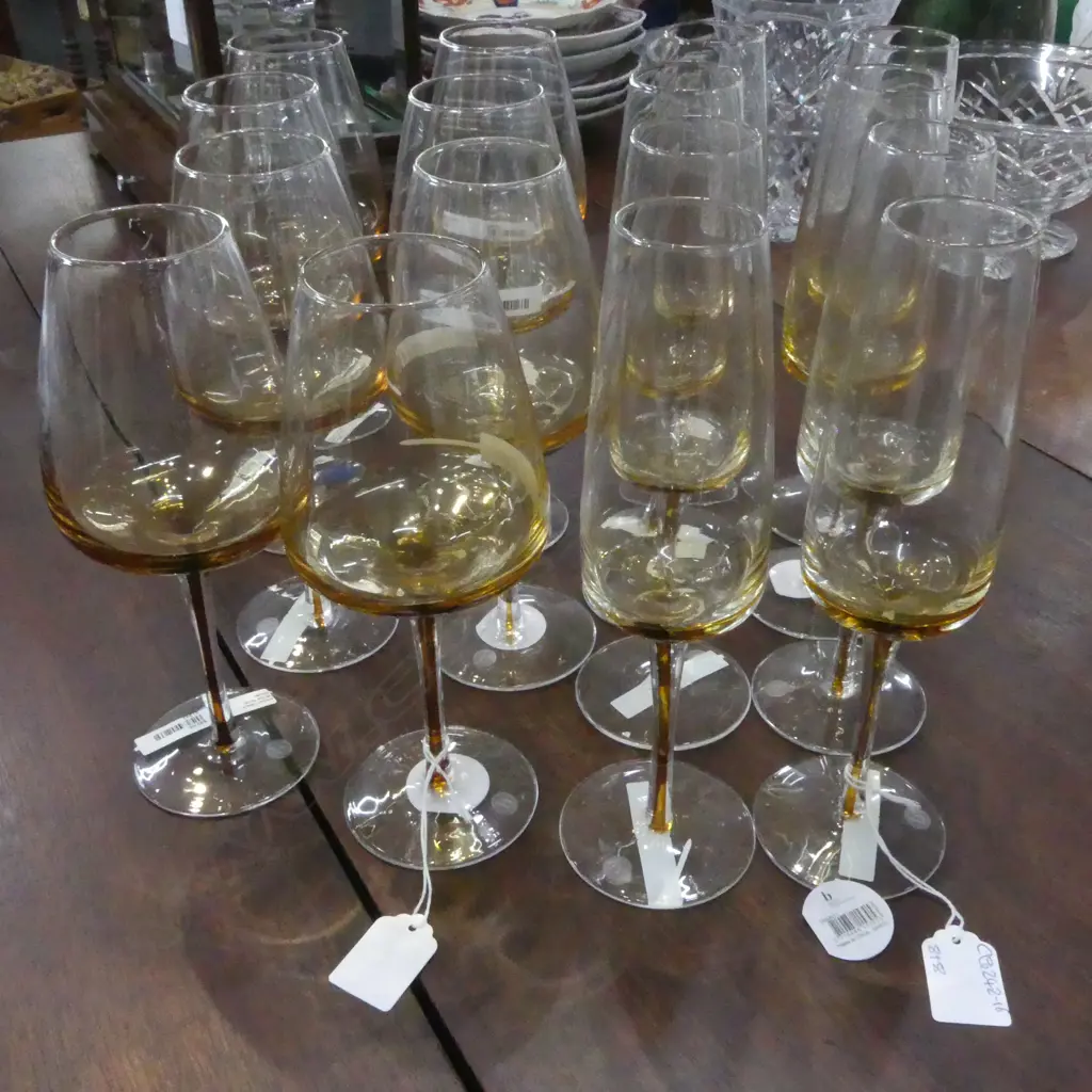 SET OF 8 BROSTE COPENHAGEN FLUTE GLASSES Image 1++
