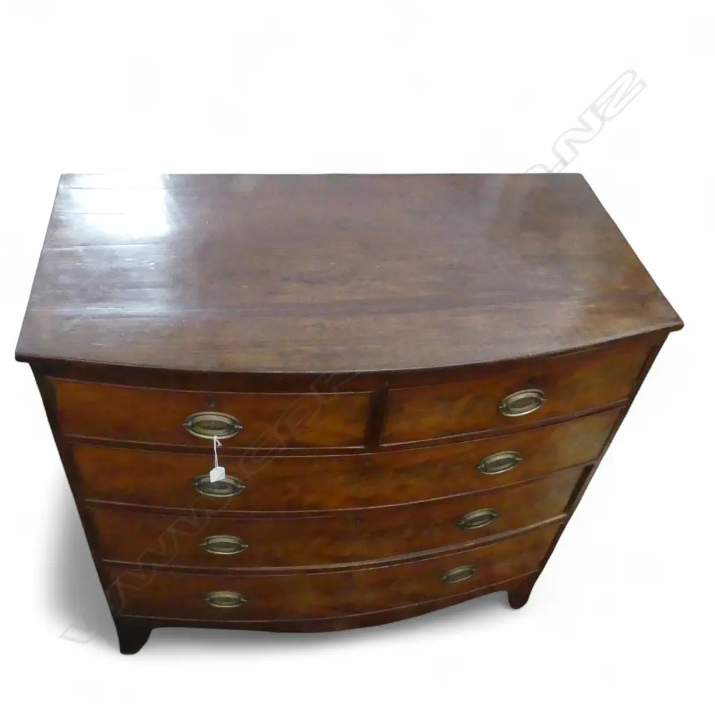 ANTIQUE MAHOGANY BOW FRONT CHEST OF DRAWERS 1020x525x1050mm Image 1++