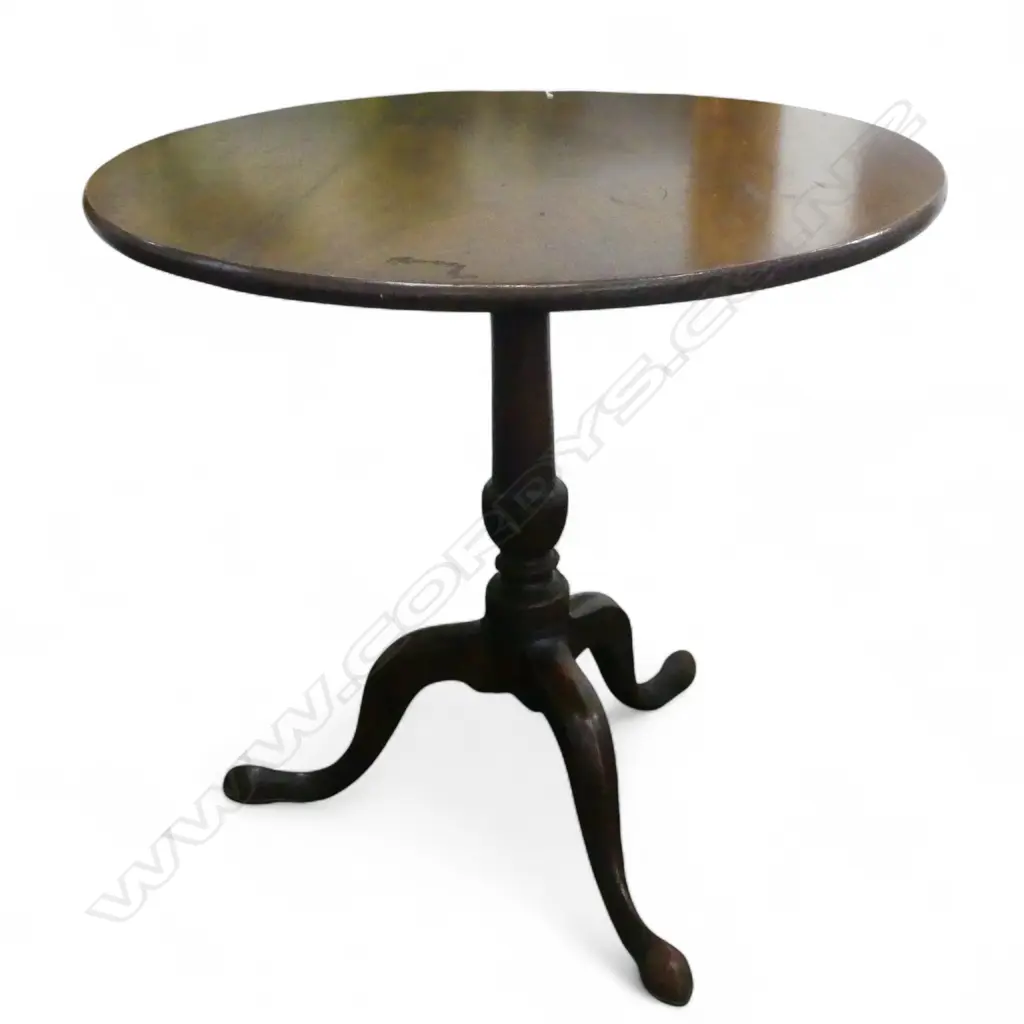 GEORGIAN MAHOGANY WINE TABLE 775mm dia SPLIT REPAIRED TO TOP AND FOOT Image 1++