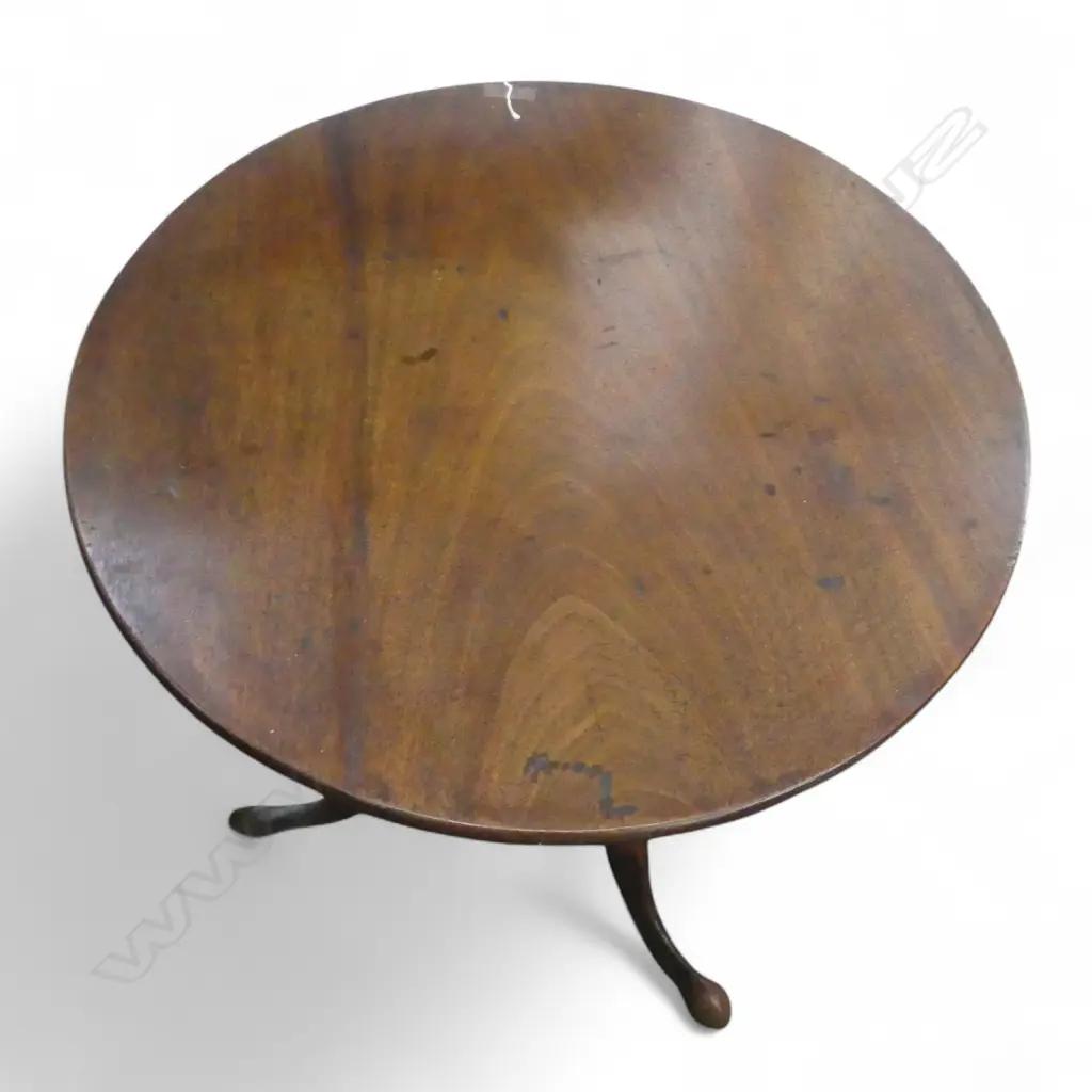 GEORGIAN MAHOGANY WINE TABLE 775mm dia SPLIT REPAIRED TO TOP AND FOOT Image 1++