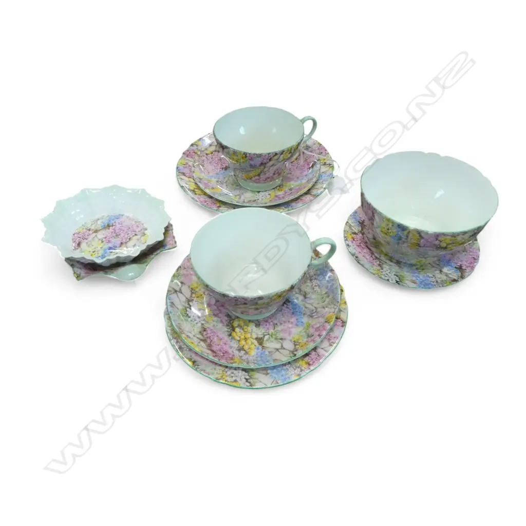 2 SHELLEY CHINA AOF CSPS SUGAR BOWL & 3 DISHES Image 1++
