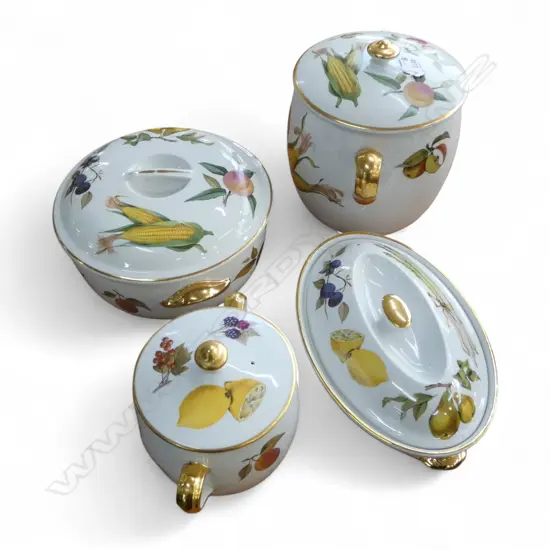 4 ROYAL WORCESTER EVESHAM LIDDED CONTAINERS H.205mm