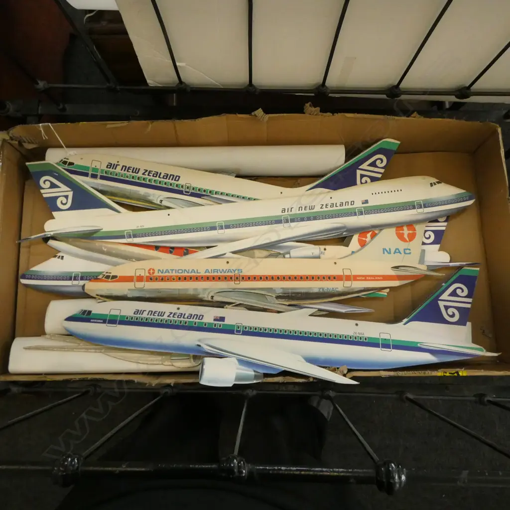 COLLECTION OF AIR NZ  & NAC CARDBOARD CUT OUT PLANES & POSTERS L890MM Image 1++