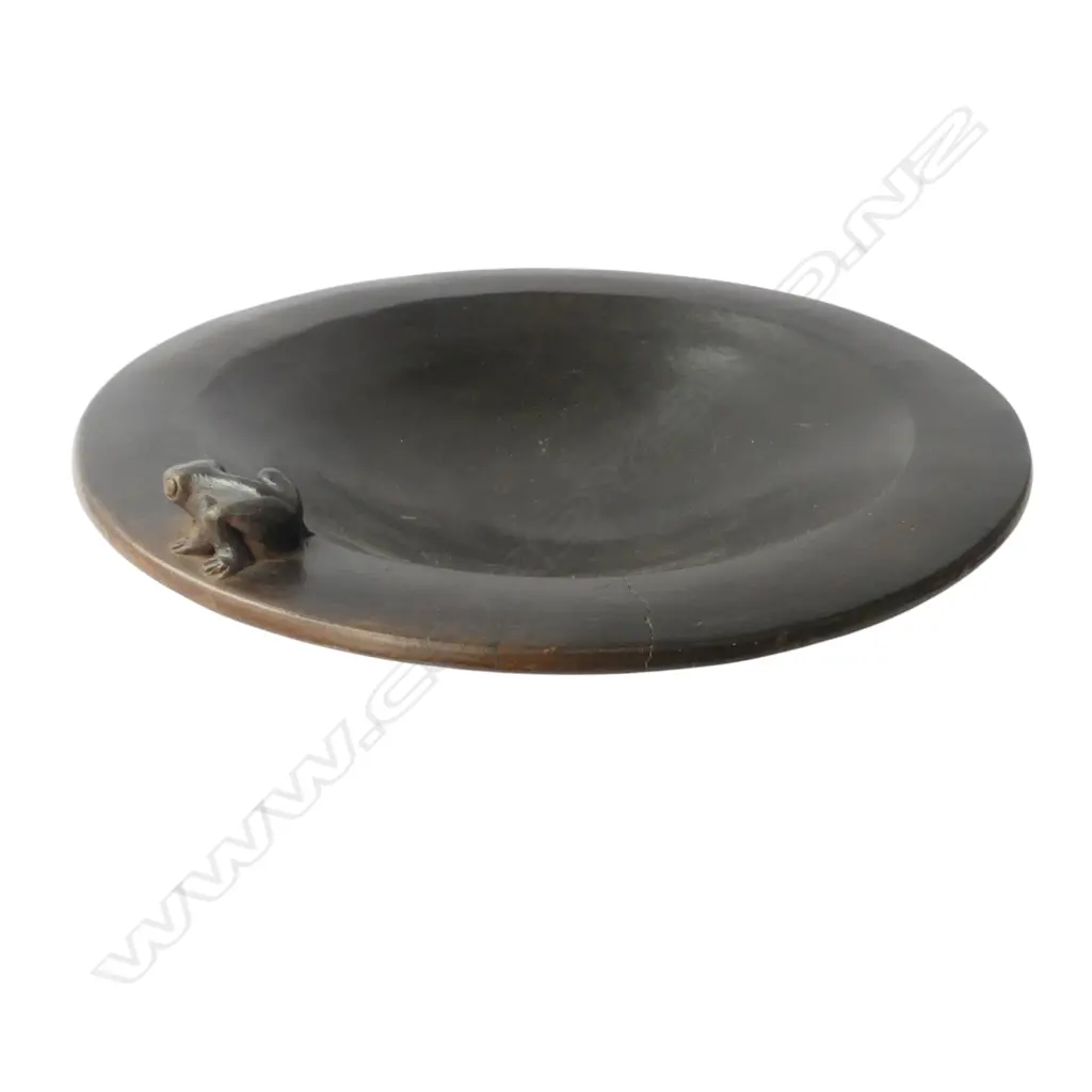 INDONESIAN SASAK POTTERY EARTHENWARE BOWL w. FROG ON RIM 390mm dia FAULTED Image 1++