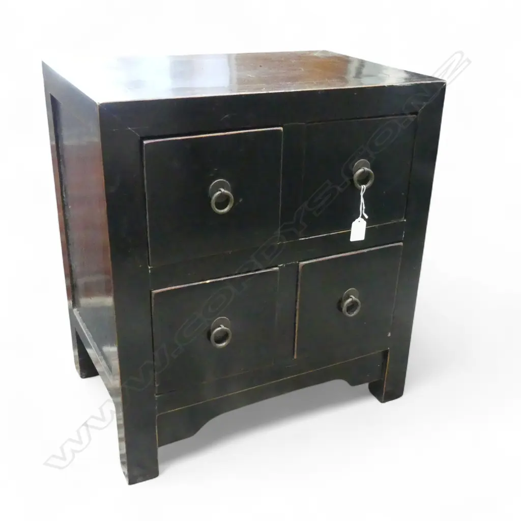 BLACK LACQUER 4 DRAWER SIDE TABLE 515x350x570mm Image 1++
