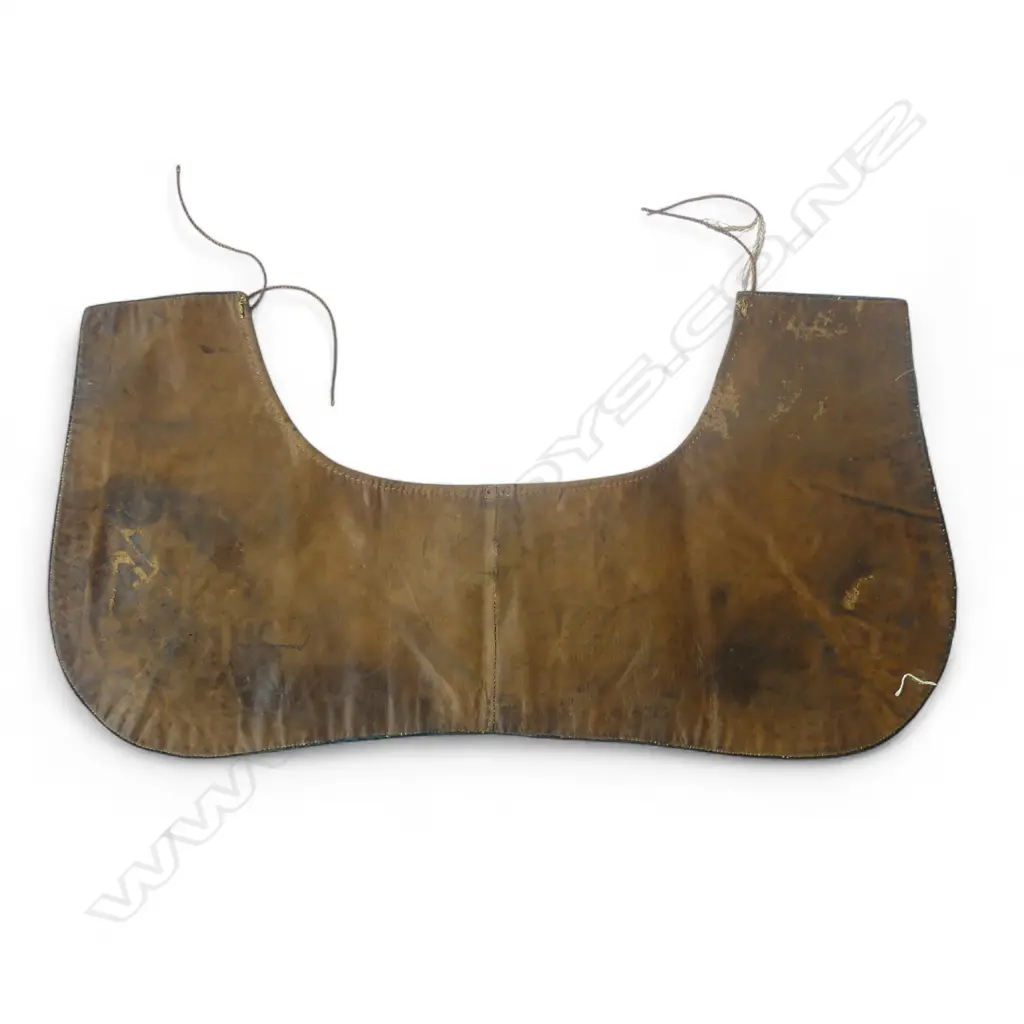 ANTIQUE CEREMONIAL HORSE SADDLE DECORATION; VELVET ON LEATHER w. METALLIC THREAD TRIM & STUMPWORK EMBROIDERY Image 1++