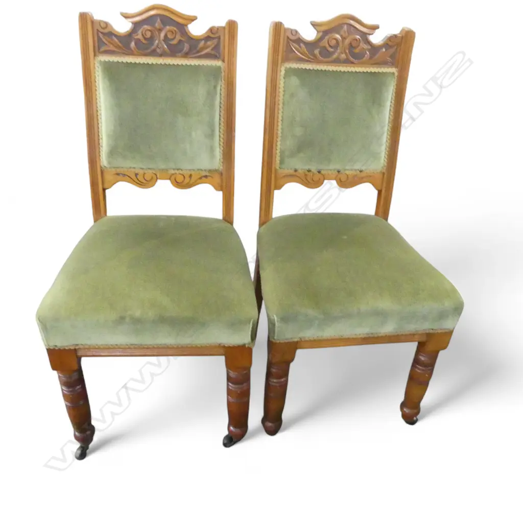 PR EDWARDIAN GREEN VELVET DINING CHAIRS Image 1++