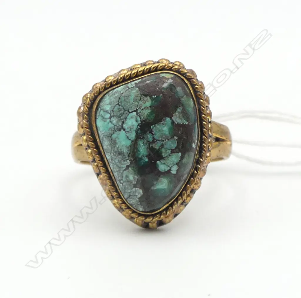 TURQUOISE & COPPER RING SIZE R 1/2 Image 1++