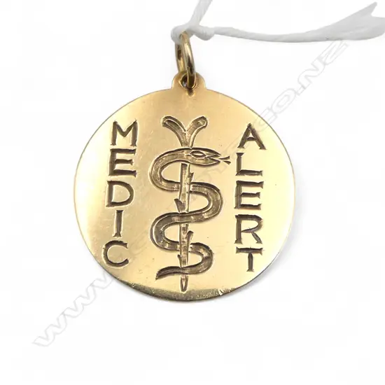 9CT GOLD MEDIC ALERT PENDANT 5.95gms