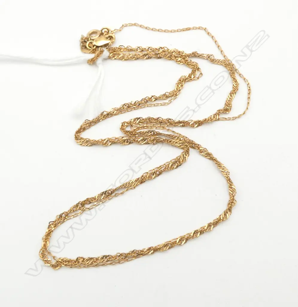 2 9ct GOLD FINE NECK CHAINS L.'S.420mm. 3.33gms Image 1++