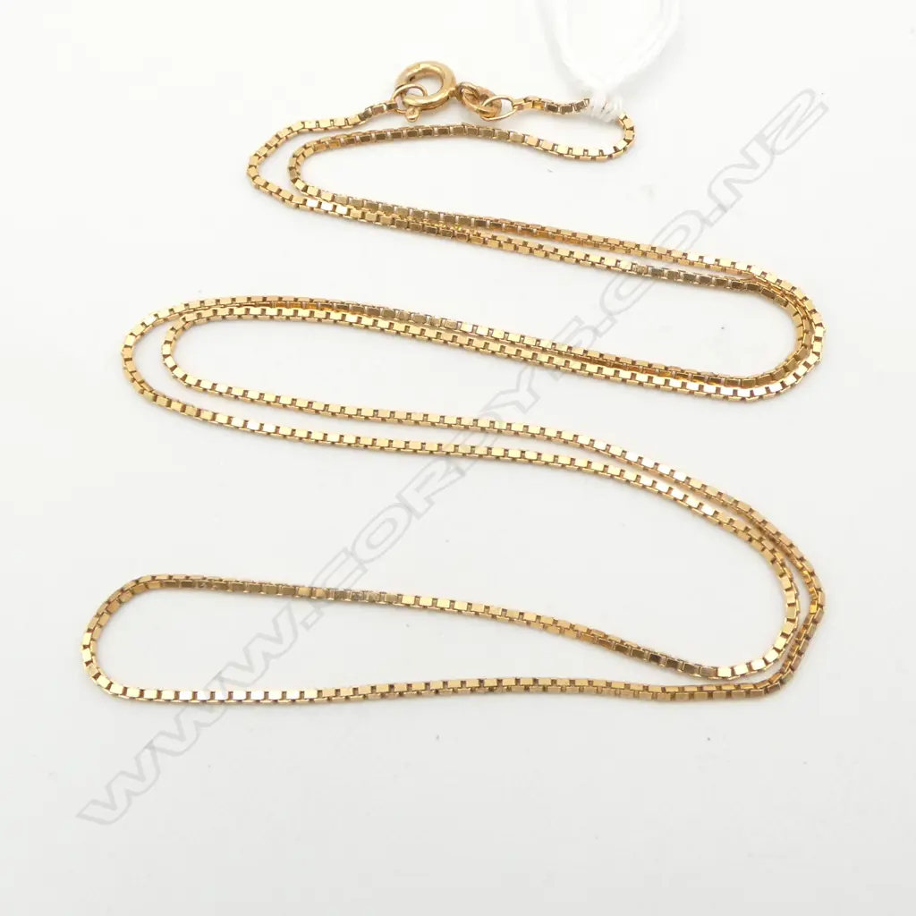 10ct YELLOW GOLD FINE BOX LINK NECK CHAIN L.600mm 4gms  Image 1++